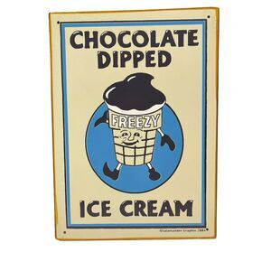 Chocolate Dipped Ice Cream Metal Tin Sign Salamander Graphix 2004 14 1/4x10‎ 1/4